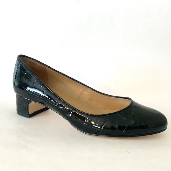 Talbots Black Crocodile Patent Leather Pump Block heel Women’s Dress Shoes 8 - Picture 11 of 12